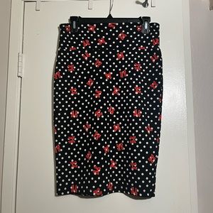 Moving Sale! Black and Red Stretchy Skirt with Polka dots and Bows design